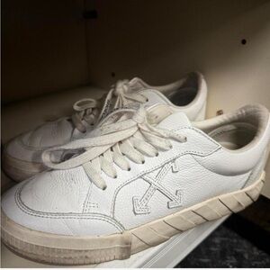 White Leather Sneakers with Logo